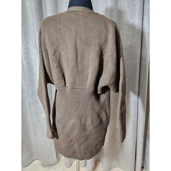 ZARA cardigan sweater knit dress stretchy brown sz S - Picture 6 of 10